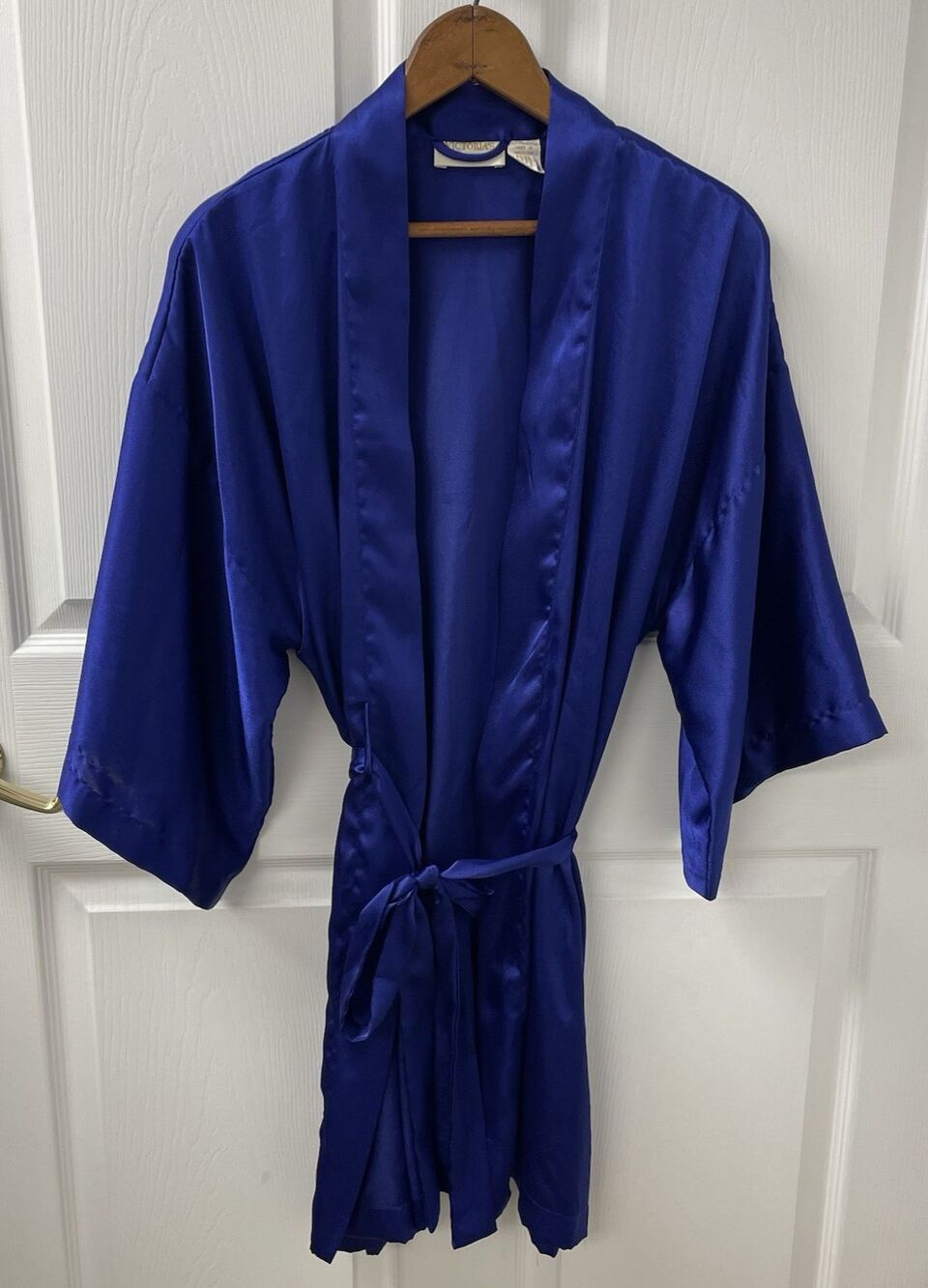 Vtg Victoria's Secret Short Robe Gold Label Royal Blue Women's One Size